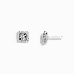 Effy Jewelry 14K White Gold Square Diamond Halo Stud Earrings 0.46 TCW | Earrings