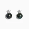 Effy Jewelry 14K White Gold Tahitian Pearl and Diamond Earrings 9-10 mm | Earrings
