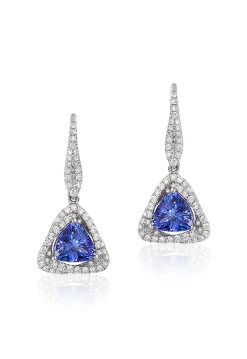 Effy Jewelry 14K White Gold Trillion Tanzanite and Diamond Earrings, 1.62 TCW | Earrings