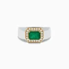 Effy Jewelry 14K White u0026 Yellow Gold Emerald and Diamond Ring | Mens