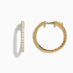 Effy Jewelry 14K Yellow Gold 3/4" Diamond Hoop Earrings 0.74 TCW | Earrings