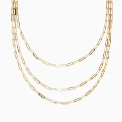Richline Group 14K Yellow Gold 18" Layered Paperclip Chain Necklace | Necklaces & Pendants