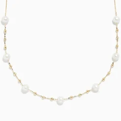 BH Multi 14K Yellow Gold 16" Pearl Station Necklace | Necklaces & Pendants