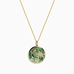 BH Multi 14K Yellow Gold Abalone and Diamond Palm Tree Pendant, 4.52 TCW | Necklaces & Pendants