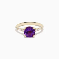Effy Jewelry 14K Yellow Gold Amethyst and Diamond Ring | Rings