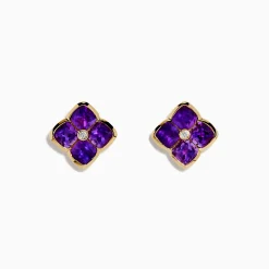 Effy Jewelry 14K Yellow Gold Amethyst and Diamond Earrings | Earrings