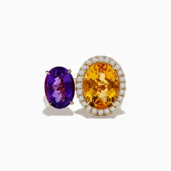 Effy Jewelry 14K Yellow Gold Amethyst and Citrine Diamond Toi Et Moi Ring | Rings