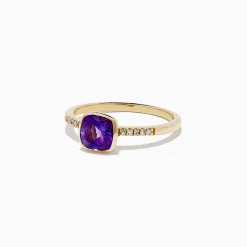 BH Multi 14K Yellow Gold Amethyst and Diamond Ring, 0.75 TCW | Rings