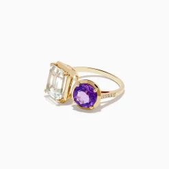Effy Jewelry 14k Yellow Gold Amethyst and White Topaz Toi Et Moi Ring | Rings