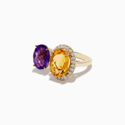 Effy Jewelry 14K Yellow Gold Amethyst and Citrine Diamond Toi Et Moi Ring | Rings