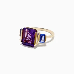 Effy Jewelry 14K Yellow Gold Amethyst and Tanzanite 3 Stone Ring | Rings