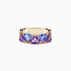 BH Multi 14K Yellow Gold Amethyst, Tanzanite and Diamond Ring | Rings