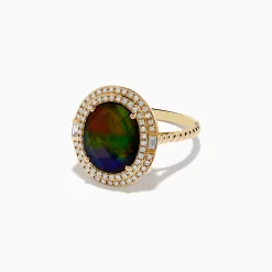 Effy Jewelry 14K Yellow Gold Ammolite and Diamond Ring | Rings