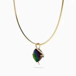 Effy Jewelry 14K Yellow Gold Ammolite and Diamond Snake Chain Pendant | Necklaces & Pendants