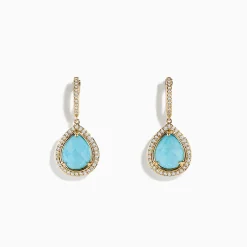 BH Multi 14K Yellow Gold Apatite and Diamond Pear Shaped Drop Earrings | Earrings