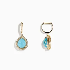 BH Multi 14K Yellow Gold Apatite and Diamond Pear Shaped Drop Earrings | Earrings
