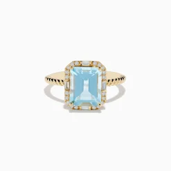 Effy Jewelry 14K Yellow Gold Aquamarine and Diamond Ring | Rings