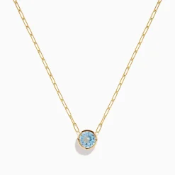 Effy Jewelry 14K Yellow Gold Aquamarine Bezel Paperclip Chain Pendant | Necklaces & Pendants