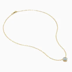 Effy Jewelry 14K Yellow Gold Aquamarine Bezel Paperclip Chain Pendant | Necklaces & Pendants