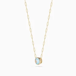 Effy Jewelry 14K Yellow Gold Aquamarine Bezel Paperclip Chain Pendant | Necklaces & Pendants
