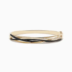 Effy Jewelry 14K Yellow Gold Black and White Diamond Crossover Bracelet | Bracelets