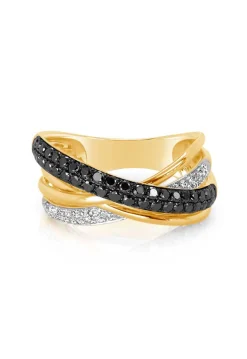 Effy Jewelry 14K Yellow Gold Black and White Diamond Ring, 0.62 TCW | Rings