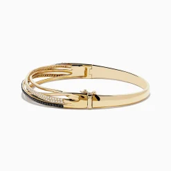 Effy Jewelry 14K Yellow Gold Black and White Diamond Crossover Bracelet | Bracelets