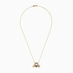 Effy Jewelry 14K Yellow Gold Black Diamond, Freshwater Pearl Bee Pendant | Necklaces & Pendants