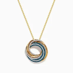 Effy Jewelry 14K Yellow Gold Blue and White Diamond Circle Pendant | Necklaces & Pendants