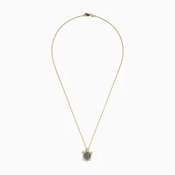 Effy Jewelry 14K Yellow Gold Blue and White Diamond Sea Turtle Pendant, 0.41 TCW | Necklaces & Pendants