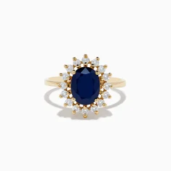 Effy Jewelry 14K Yellow Gold Blue Sapphire and Diamond Ring, 2.29 TCW | Rings