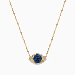 Effy Jewelry 14K Yellow Gold Blue Sapphire and Diamond Evil Eye Necklace | Necklaces & Pendants