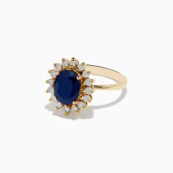 Effy Jewelry 14K Yellow Gold Blue Sapphire and Diamond Ring, 2.29 TCW | Rings