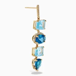 Effy Jewelry 14K Yellow Gold Blue Topaz and Diamond Drop Earrings | Earrings