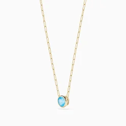 Effy Jewelry 14K Yellow Gold Blue Topaz Bezel Paperclip Chain Pendant | Necklaces & Pendants