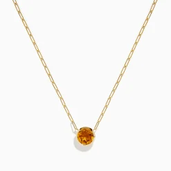 Effy Jewelry 14K Yellow Gold Citrine Bezel Paperclip Chain Pendant | Necklaces & Pendants