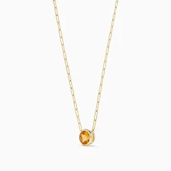 Effy Jewelry 14K Yellow Gold Citrine Bezel Paperclip Chain Pendant | Necklaces & Pendants