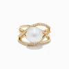 Effy Jewelry 14K Yellow Gold Cultured Fresh Water Pearl and Diamond Ring | Rings