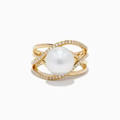 Effy Jewelry 14K Yellow Gold Cultured Fresh Water Pearl and Diamond Ring | Rings