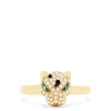 Effy Jewelry 14K Yellow Gold Diamond and Tsavorite Panther Ring, 0.25 TCW | Rings