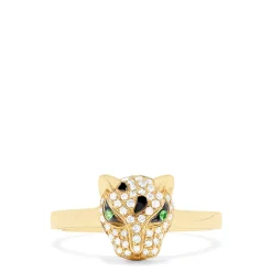 Effy Jewelry 14K Yellow Gold Diamond and Tsavorite Panther Ring, 0.25 TCW | Rings