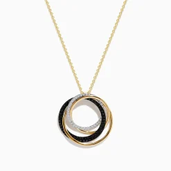Effy Jewelry 14K Yellow Gold Diamond and Black Diamond Circles Pendant | Necklaces & Pendants