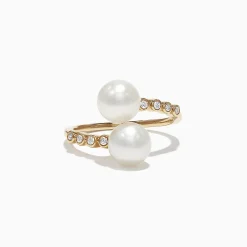 Effy Jewelry 14K Yellow Gold Diamond and Fresh Water Pearl Ring, 0.09 TCW | Rings
