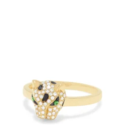 Effy Jewelry 14K Yellow Gold Diamond and Tsavorite Panther Ring, 0.25 TCW | Rings