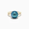 Effy Jewelry 14K Yellow Gold Diamond Black Tahitian Pearl Ring | Rings