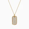 Effy Jewelry 14K Yellow Gold Diamond Dog Tag Pendant | Necklaces & Pendants