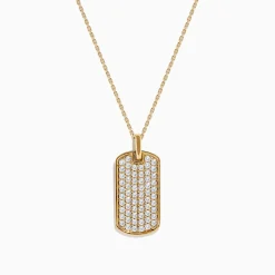 Effy Jewelry 14K Yellow Gold Diamond Dog Tag Pendant | Necklaces & Pendants