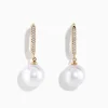 Effy Jewelry 14K Yellow Gold Diamond, Fresh Water Pearl Earrings | Earrings