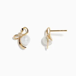 Effy Jewelry 14K Yellow Gold Diamond Fresh Water Pearl Earrings | Earrings