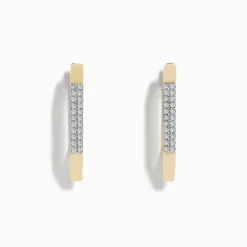 Effy Jewelry 14K Yellow Gold Diamond Geometric Hoop Earrings 0.22 TCW | Earrings